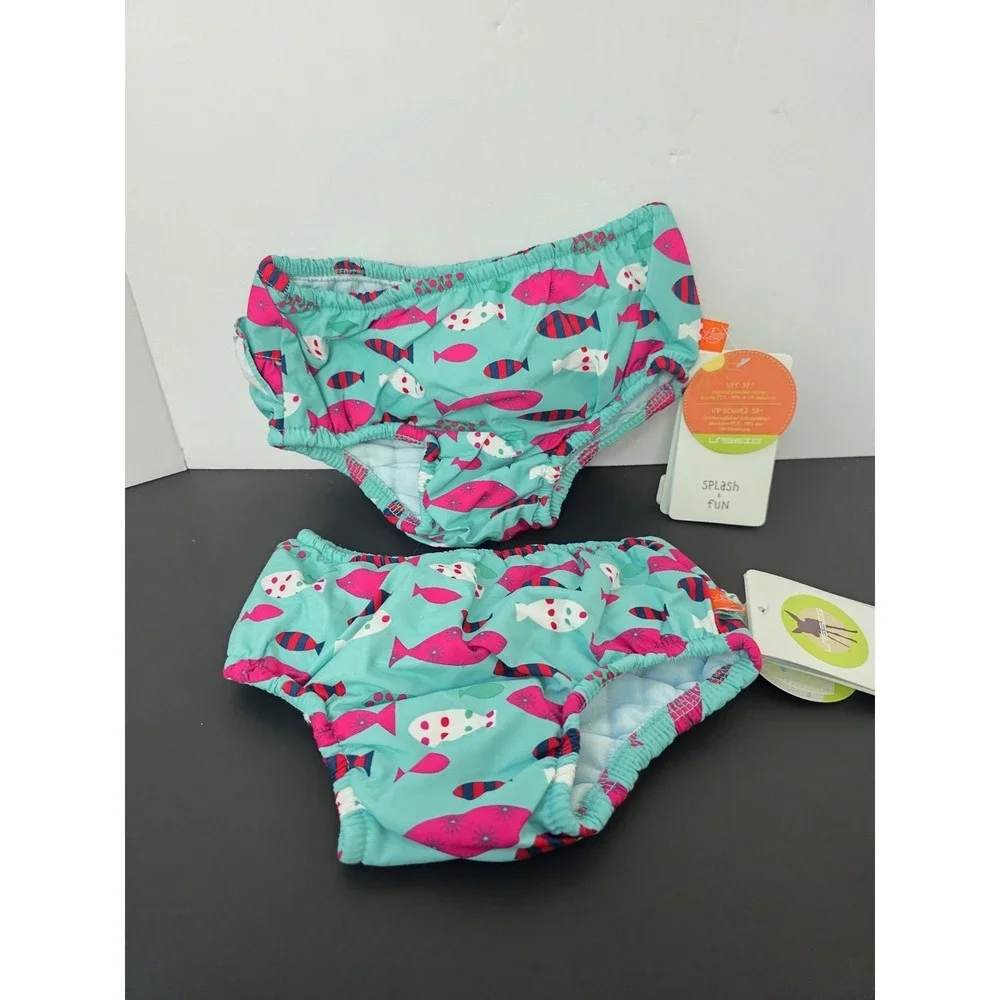Lassig Splash & Swim Diaper girls 24 months fish pattern x2 NWT